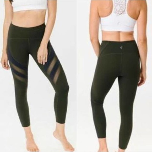 ZYIA Active Leggings 4 Dark Green Navy High Rise Mesh Athletic - Picture 4 of 13
